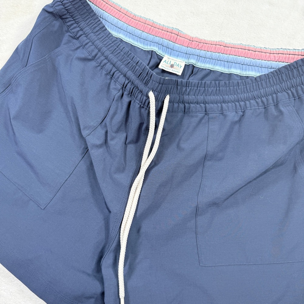 Faherty Brand All Day‎ Shorts Mens XXL Navy Blue Hybrid Swim Trunks Stretch 4.5"